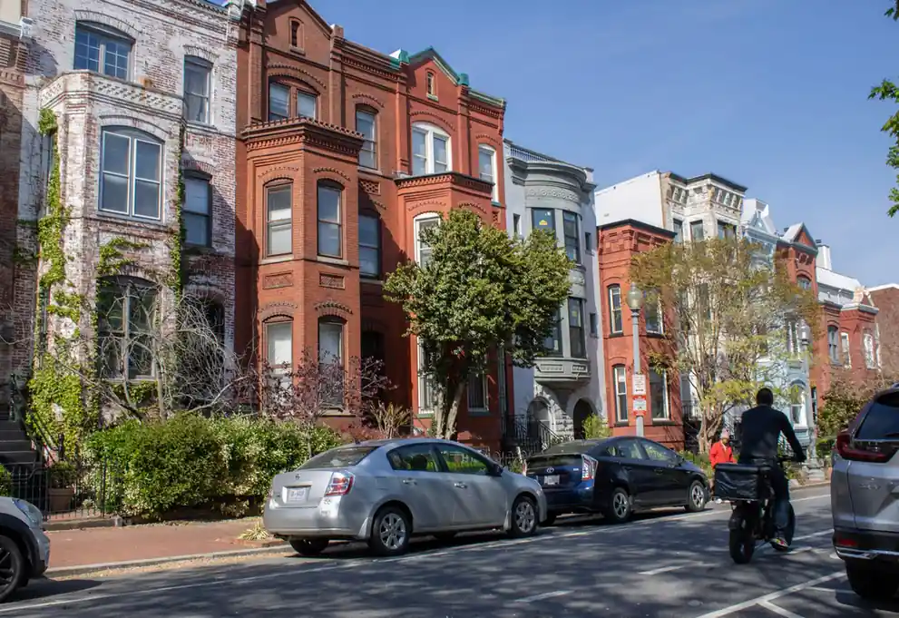 Row houses on a street in Washington, D.C.