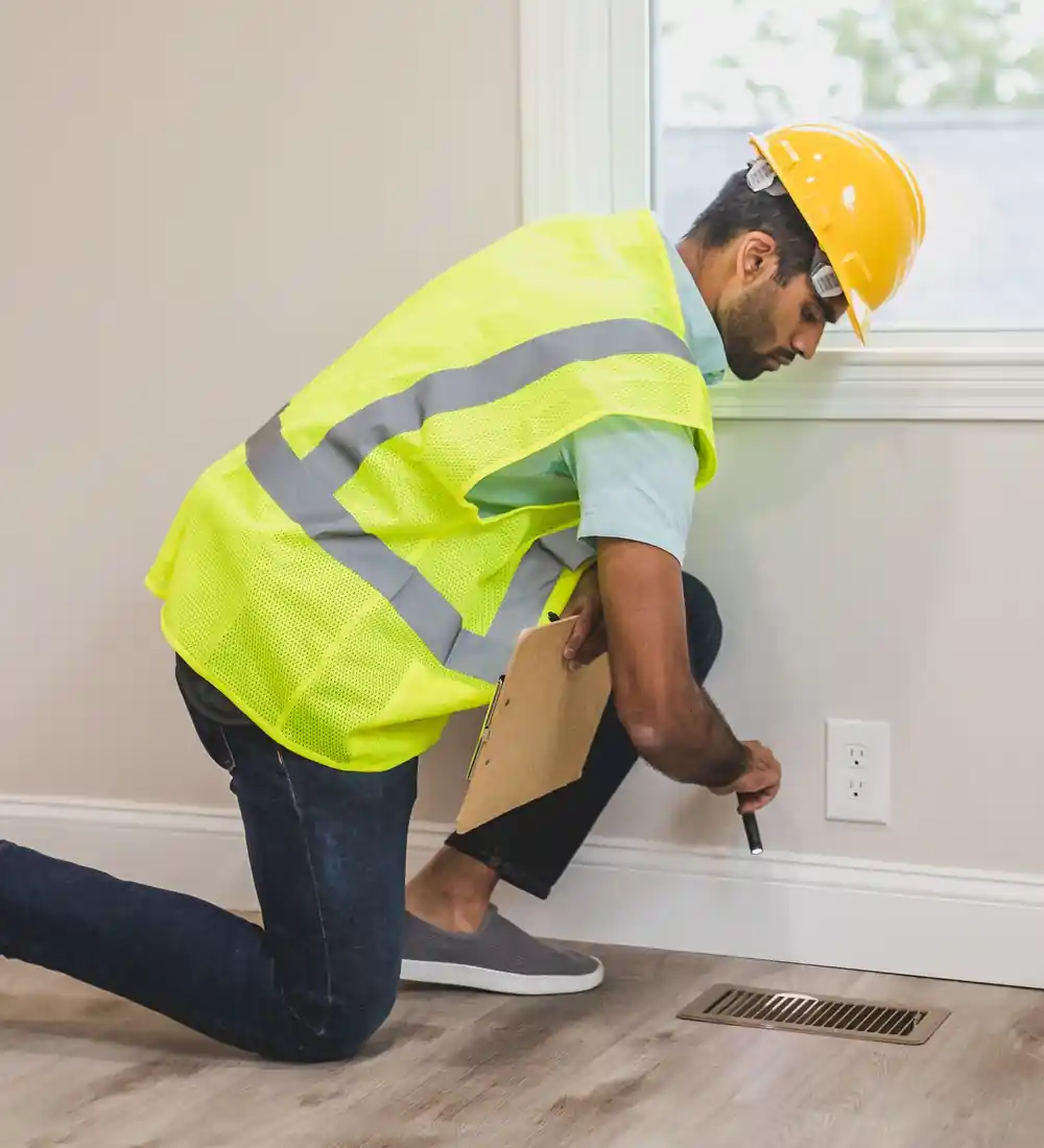 Inspector checking a vent inside a home